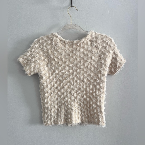 ANTHROPOLOGIE SLEEPING ON SNOW Cream Eyelash-Textured Zip Up Sweater - Picture 2 of 5